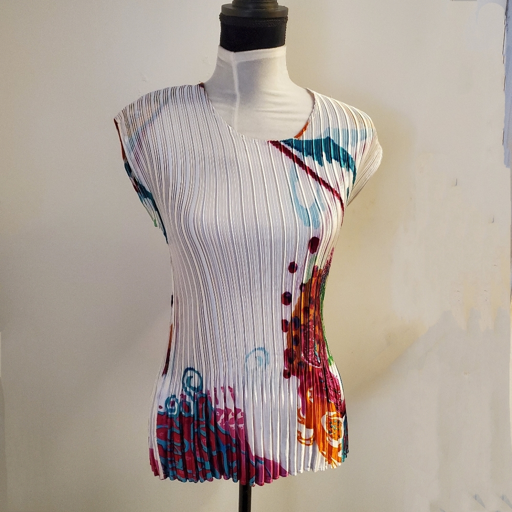 Unique Pleated Multi-colored Top
